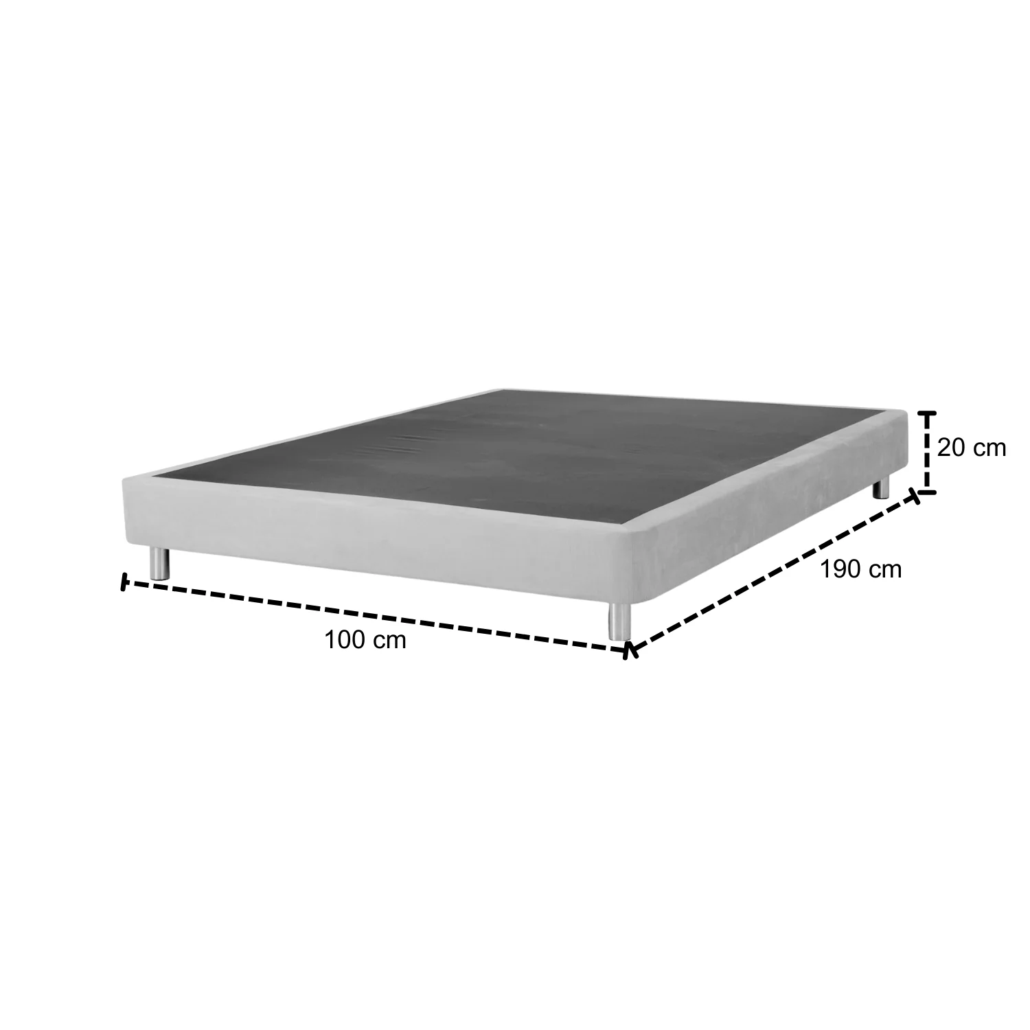 Base Cama 1.00 Napoli Microfibra Gris - Image 4