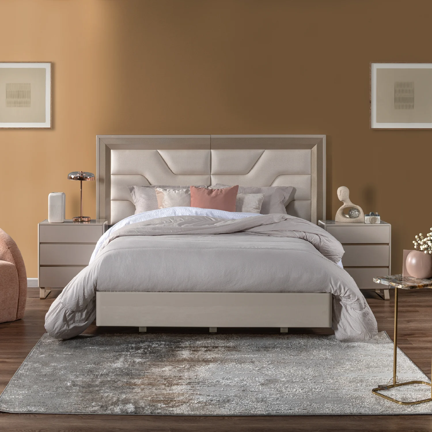 Cama Doble Bulgari Eurolino Perla, Champaña - Image 3