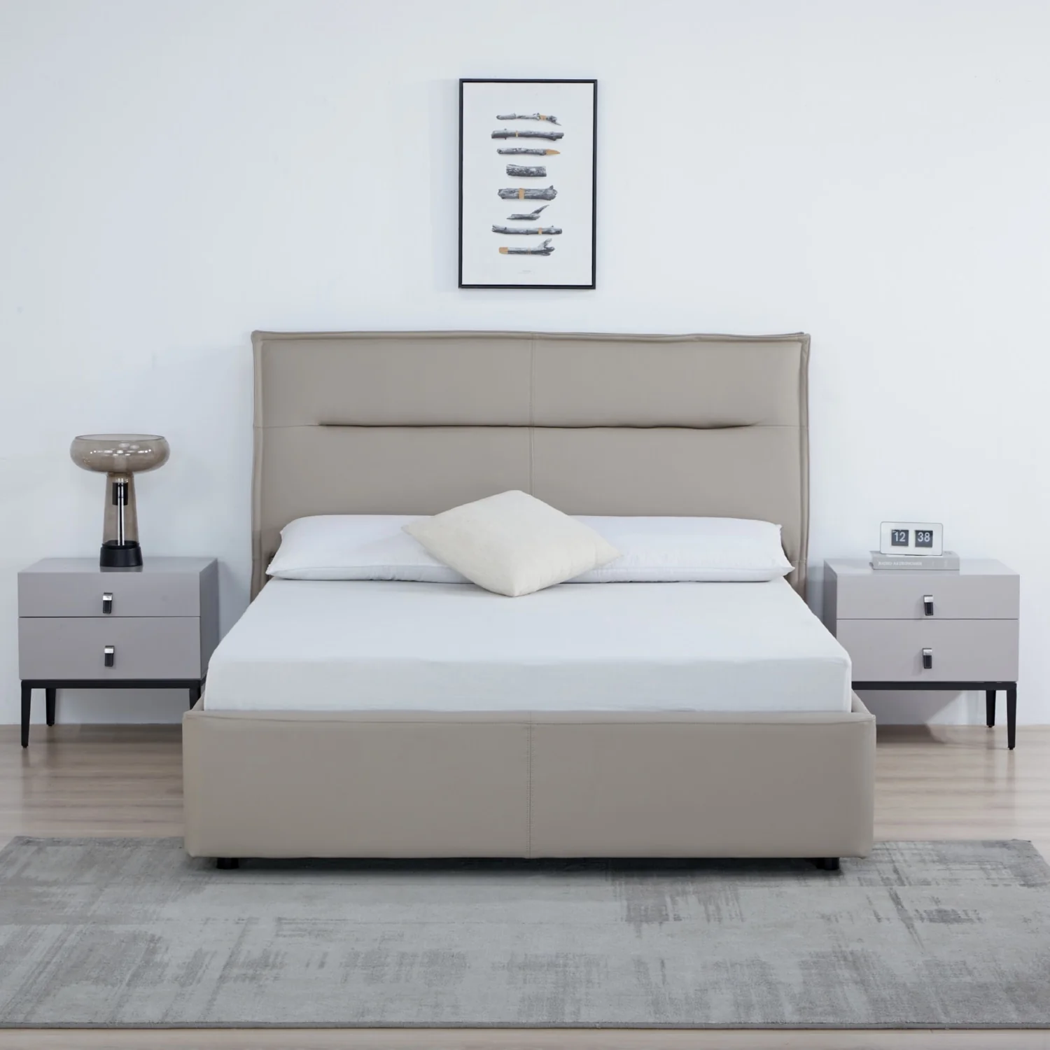 Cama Doble Luka Beige - Image 2