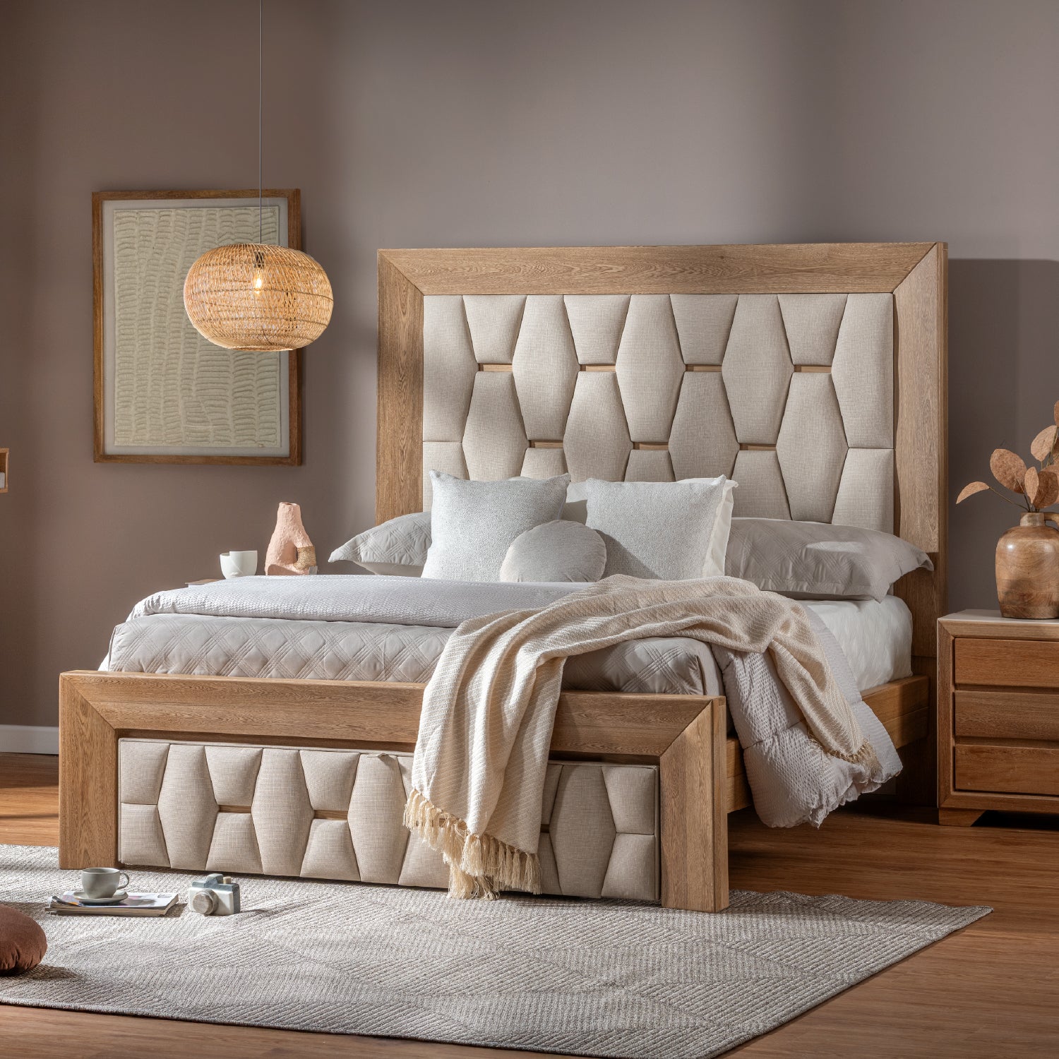 Cama Doble Mila Eurolino Beige, Natural - Image 2