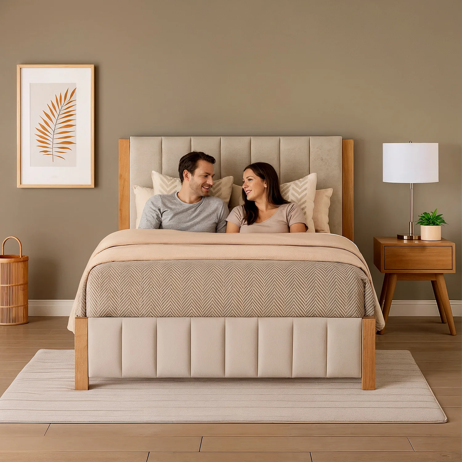 Cama Doble Nepal Eurolino Beige, Natural - Image 5