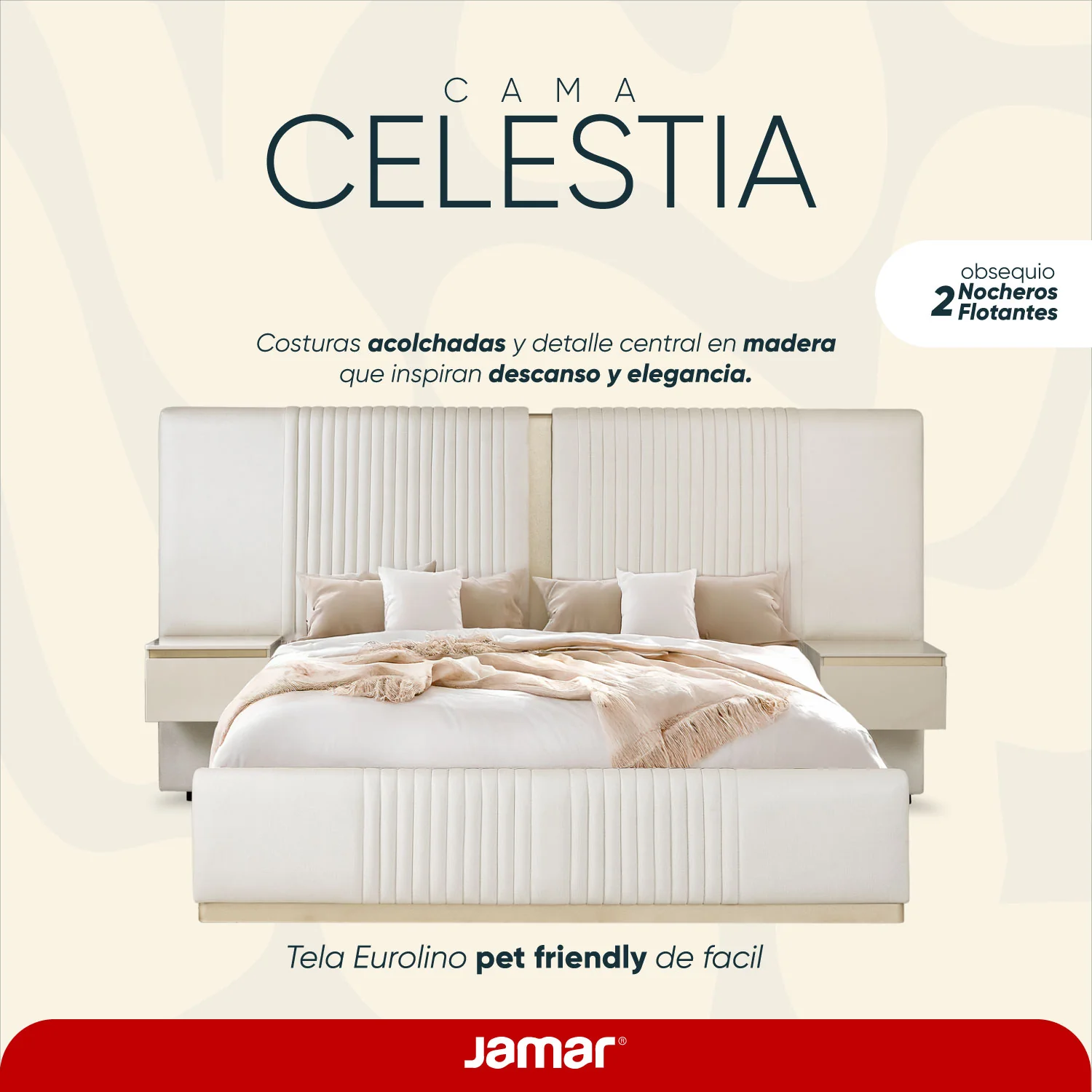 Cama Queen Celestia Eurolino Perla, Champaña - Image 5