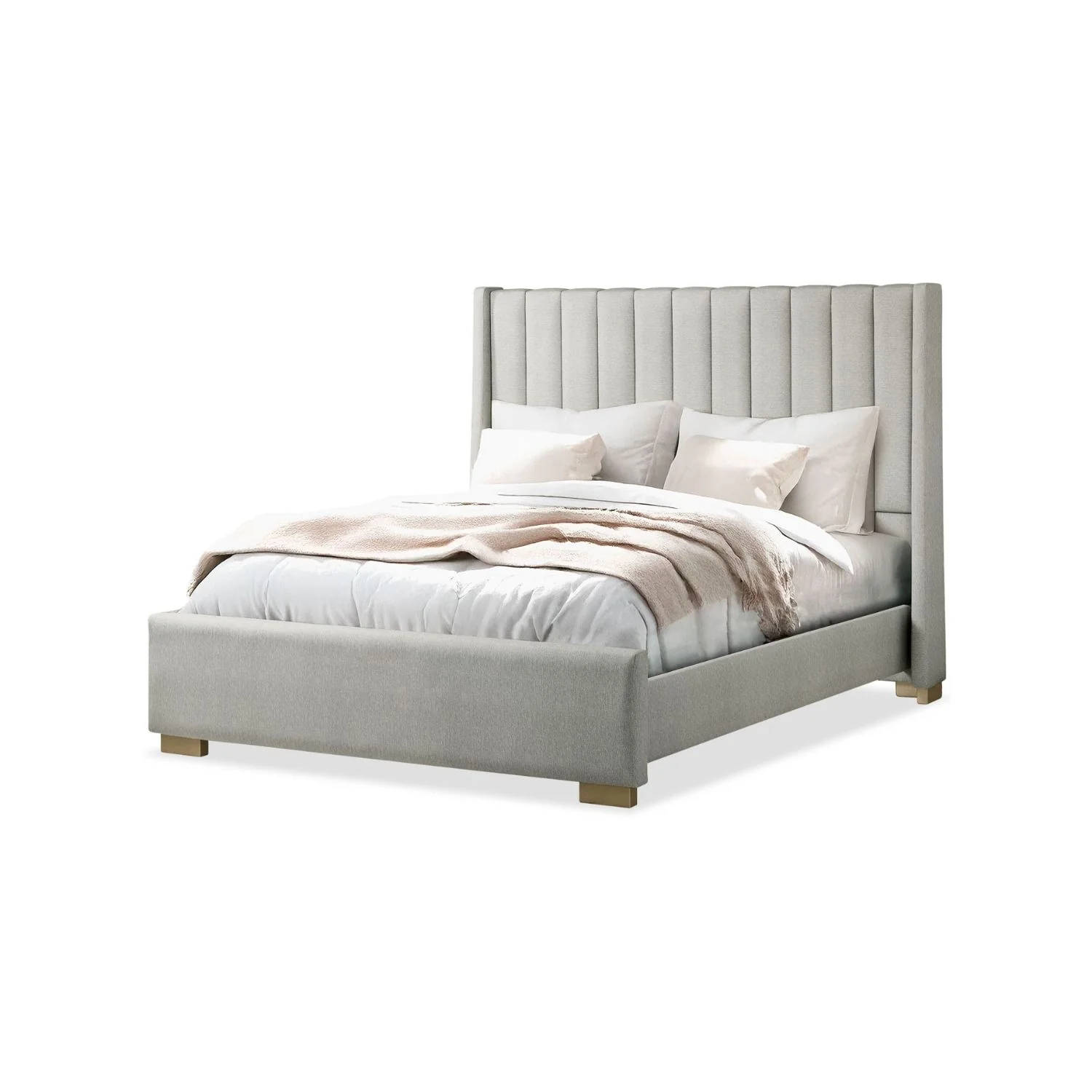 Cama Queen Harrison Eurolino Plata Champaña. - Image 2