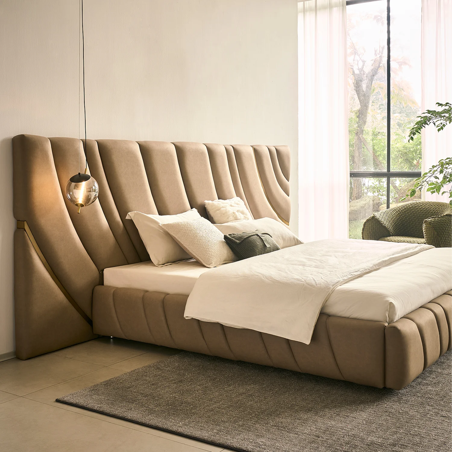 Cama Queen Luna Microfibra Taupe - Image 6