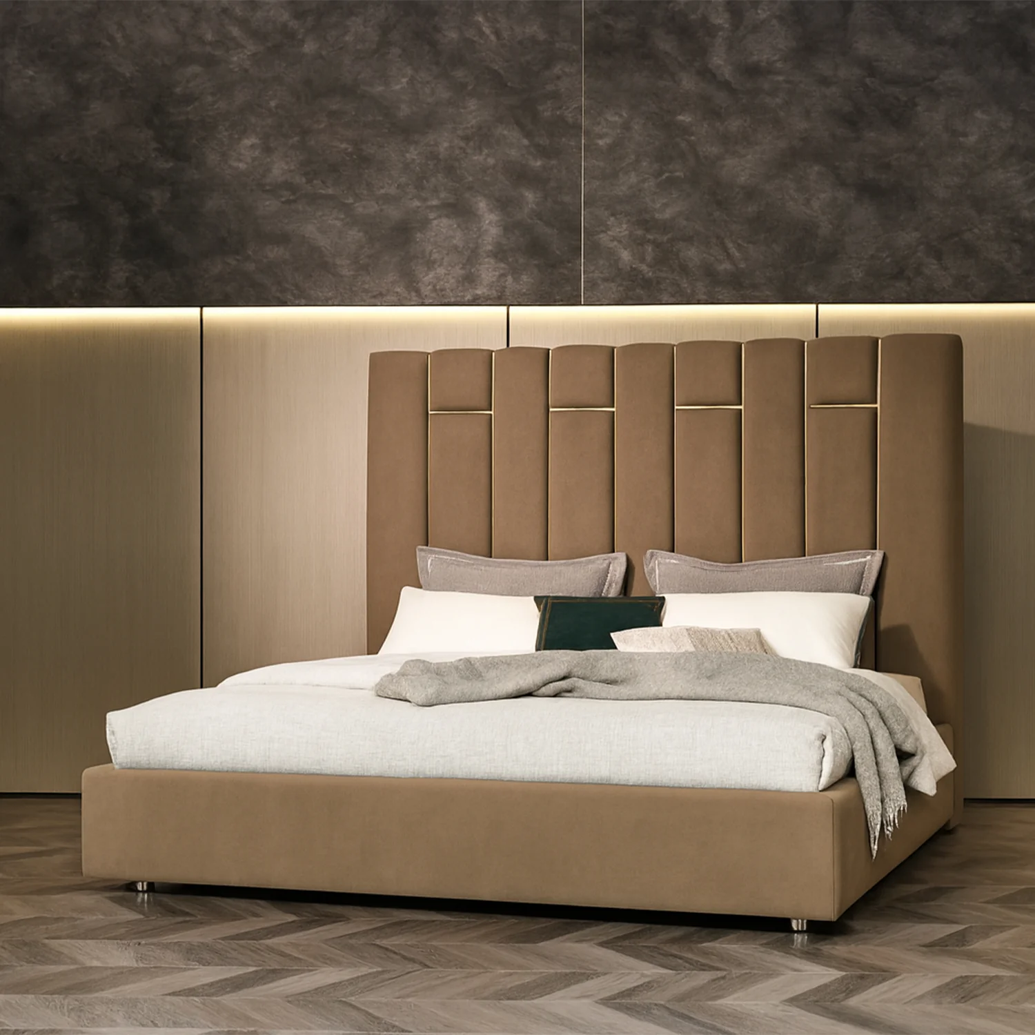 Cama Queen Nara Microfibra Marron - Image 3