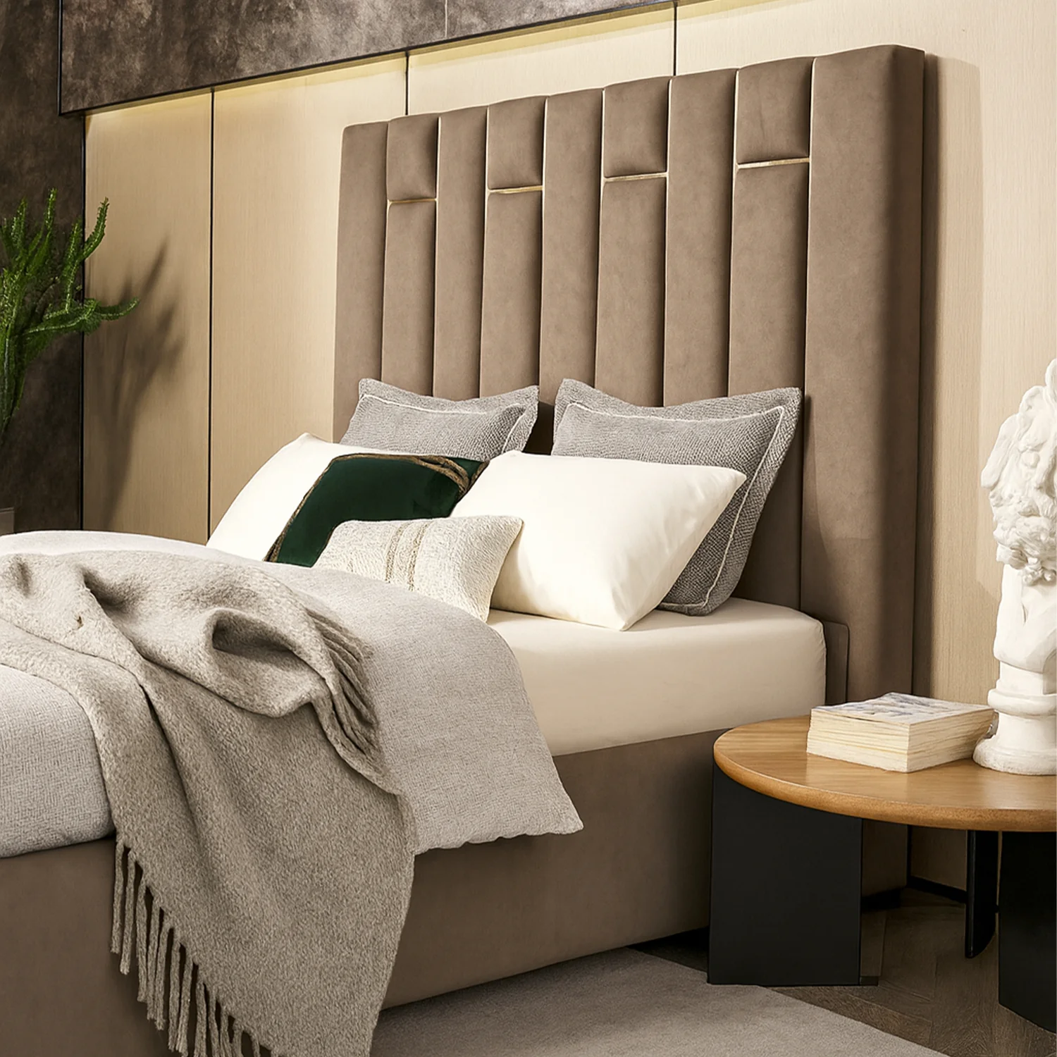 Cama Queen Nara Microfibra Marron - Image 5