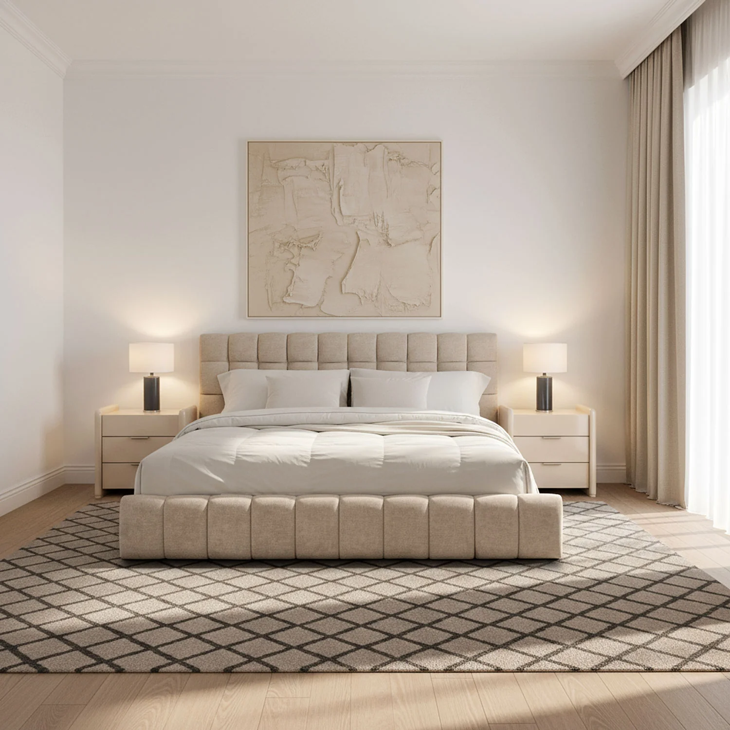 Cama Queen Oklam Microfibra Touch Almendra - Image 3