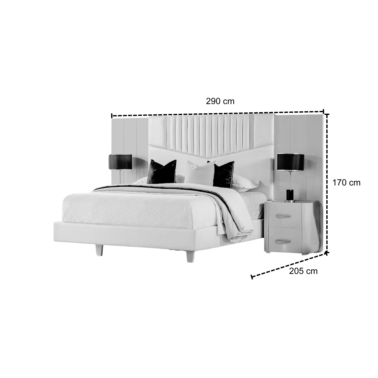 Cama Queen Sabina Eurolino Beige Perla Off White, Champaña* - Image 6