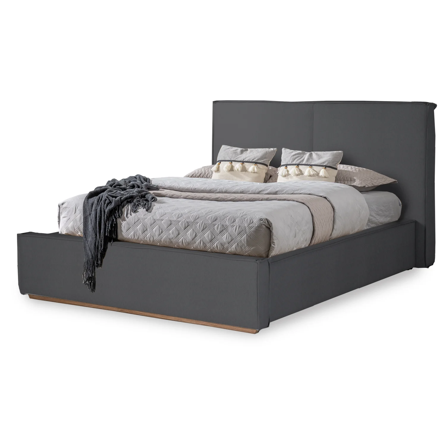 Cama Queen Tanner Microfibra Gris
