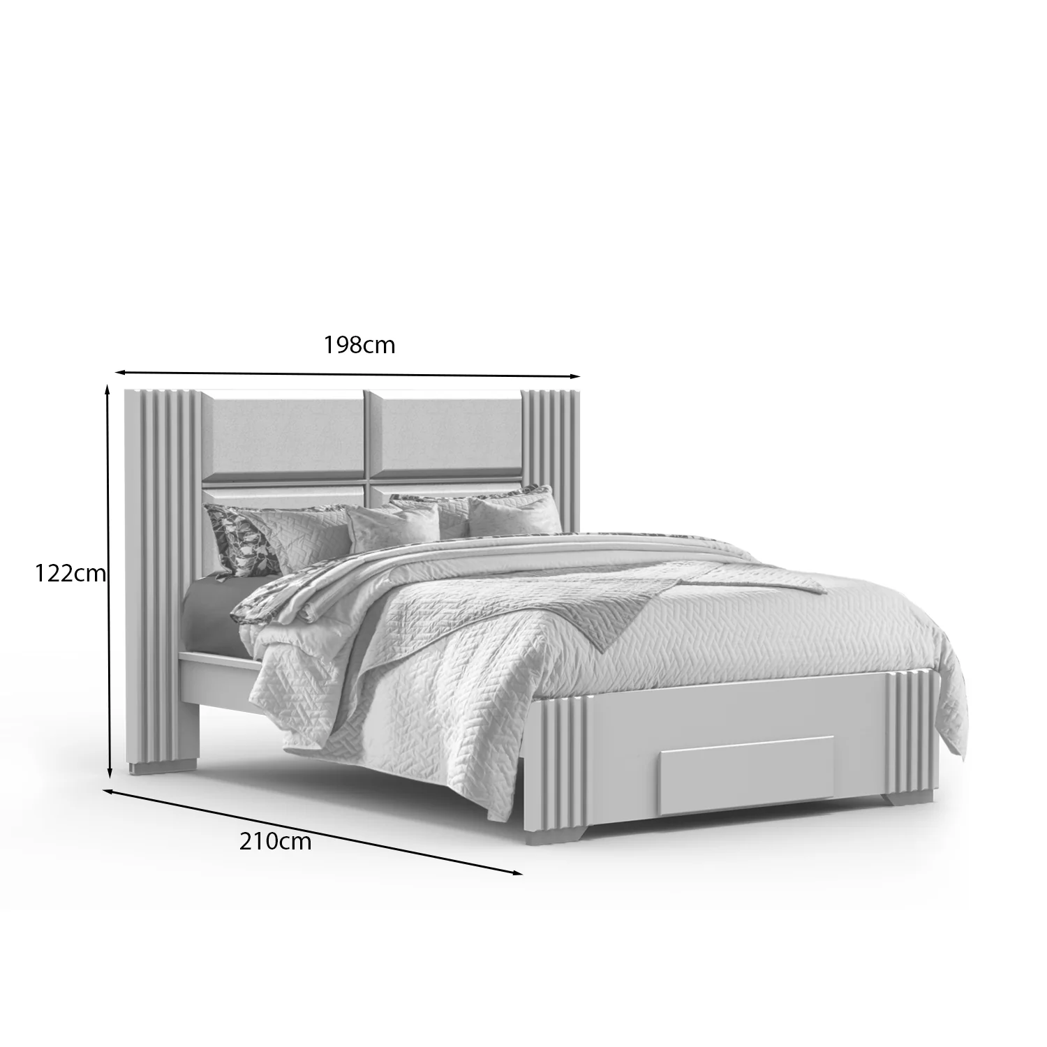 Cama Queen Texas Eurolino Beige, Off White y Champaña - Image 4