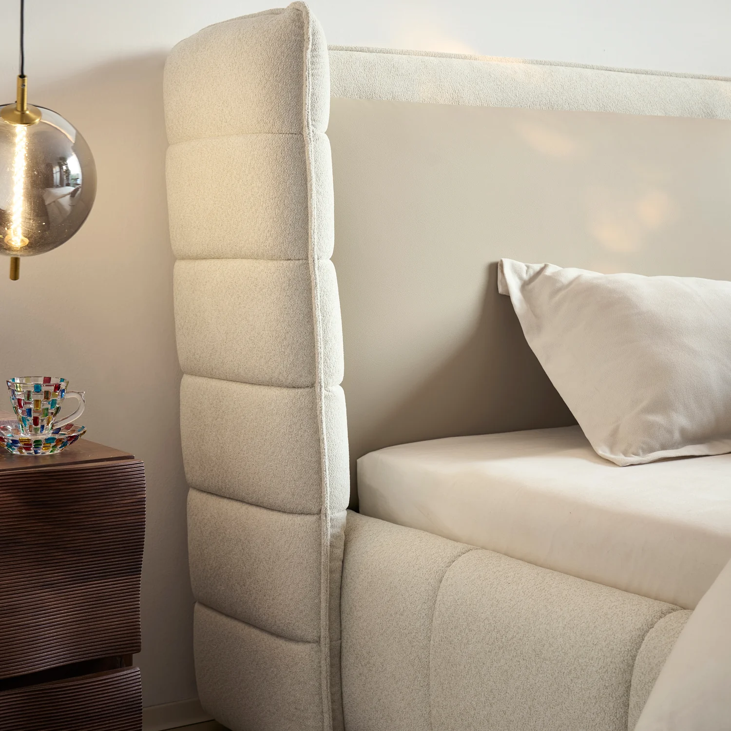 Cama Queen Toscana Velvet Beige - Image 9