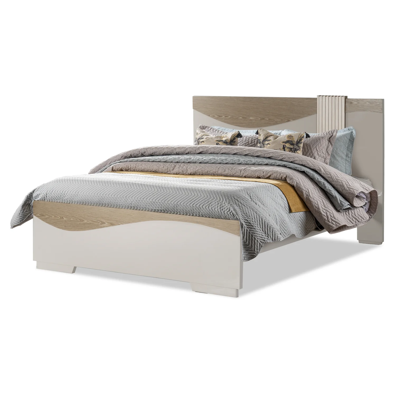 Cama Semi Doble Keneth Off White, Champaña - Image 3