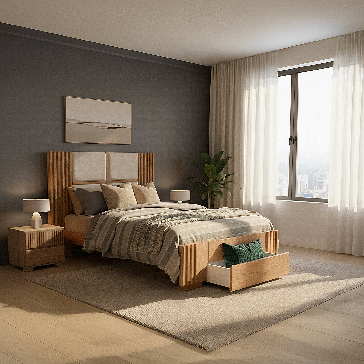 Cama Semi Doble Texas Beige, Natural* - Image 3