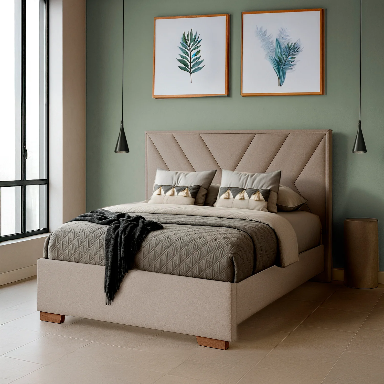 Cama Semi Doble Vallarta Eurolino Taupe - Image 2