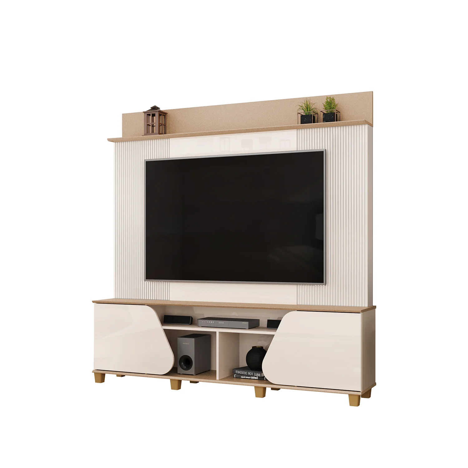 Centro de Entretenimiento Logan Off White, Champaña 182X185X35,5 - Image 3