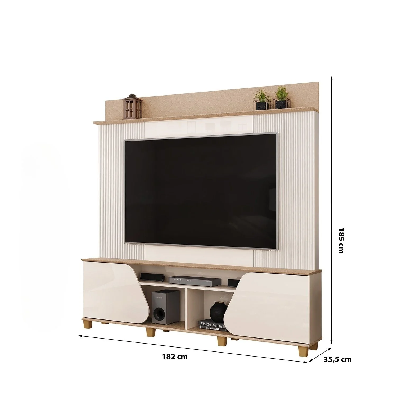 Centro de Entretenimiento Logan Off White, Champaña 182X185X35,5 - Image 6