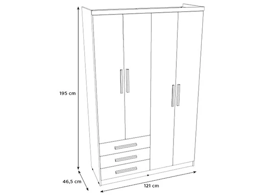 Closet Moratti 121X195X46 Natural, Off White - Image 8
