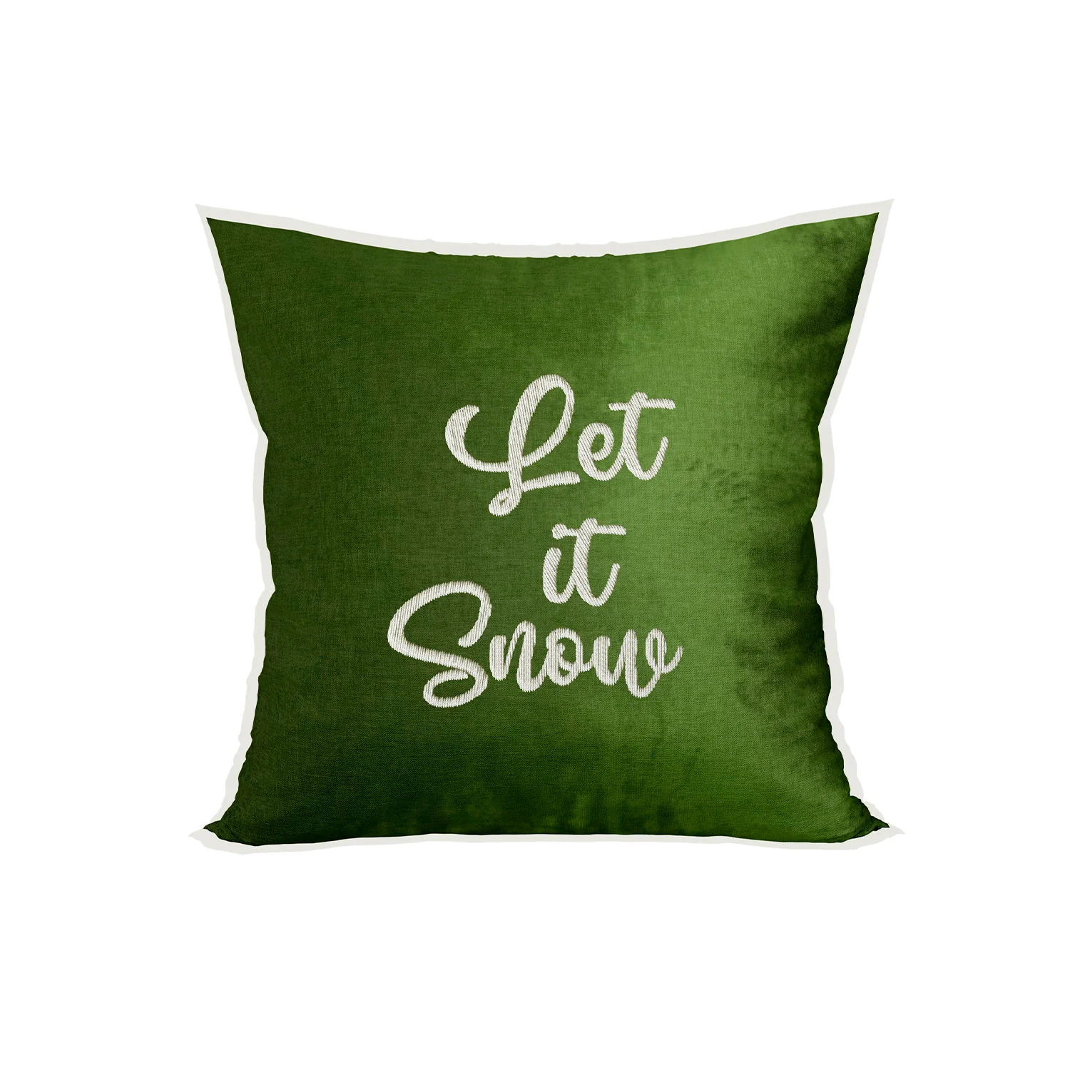 Cojín 45X45 Verde Bordado Let It Snow