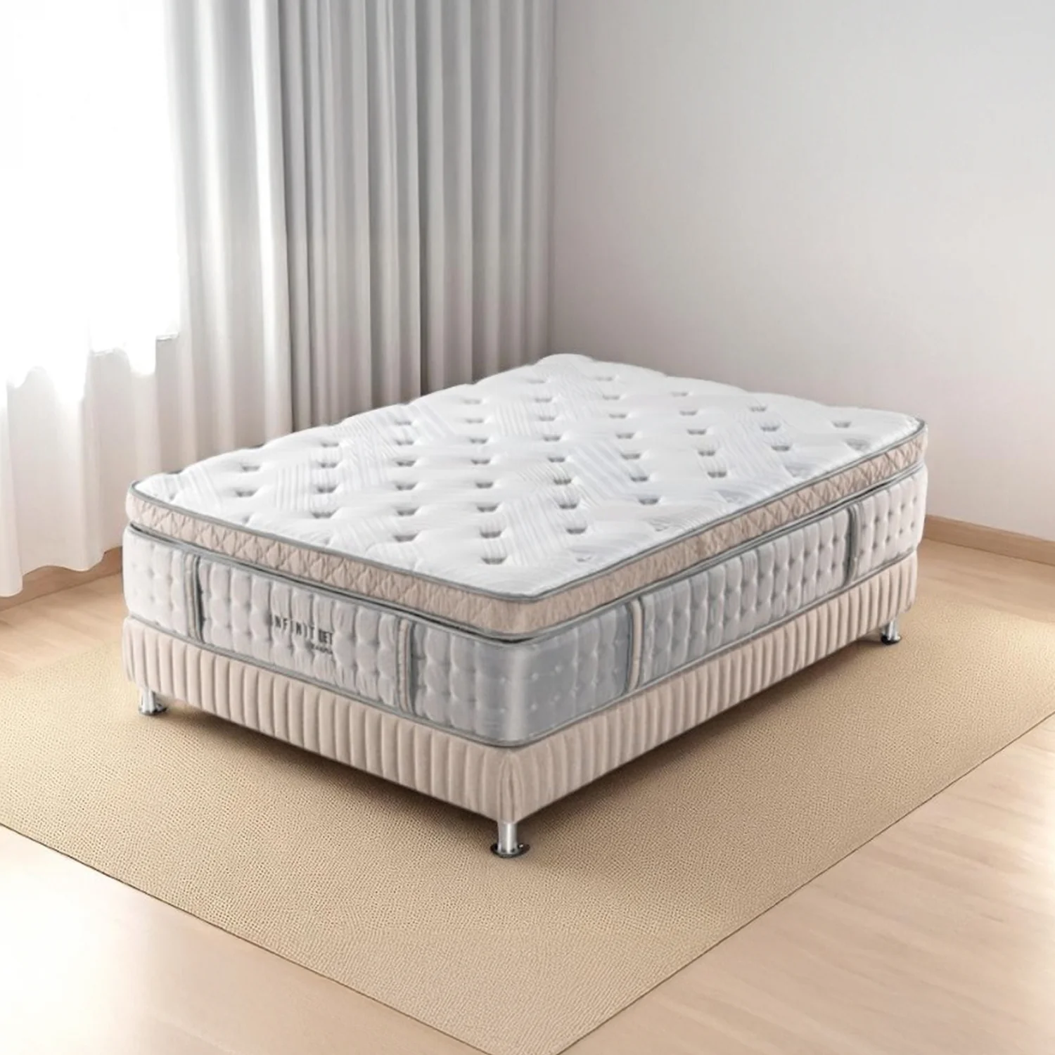 Colchón Doble Infinit Euro Top 140x190 (Garantia 20 años)+ Somier Energy Beige - Image 2