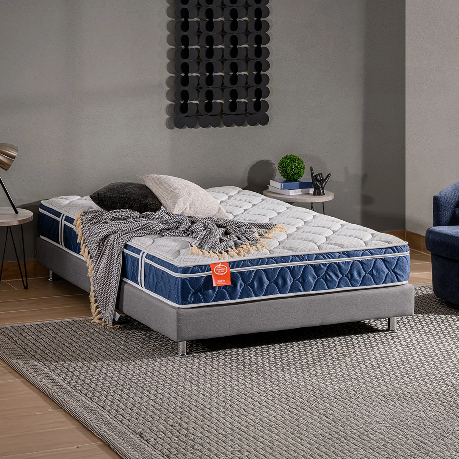 Combo Cama Doble Tokyo Taupe, Natural + 2 Nocheros Donny + Colchón Horizon Soft - Image 14