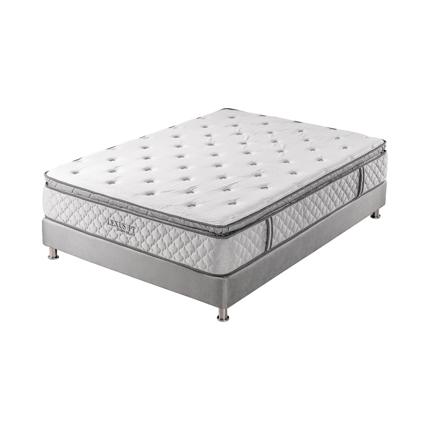 Combo Colchón 1.00 Lexus Deluxe Pillow Top + Somier + Almohada (Garantía 15 Años)