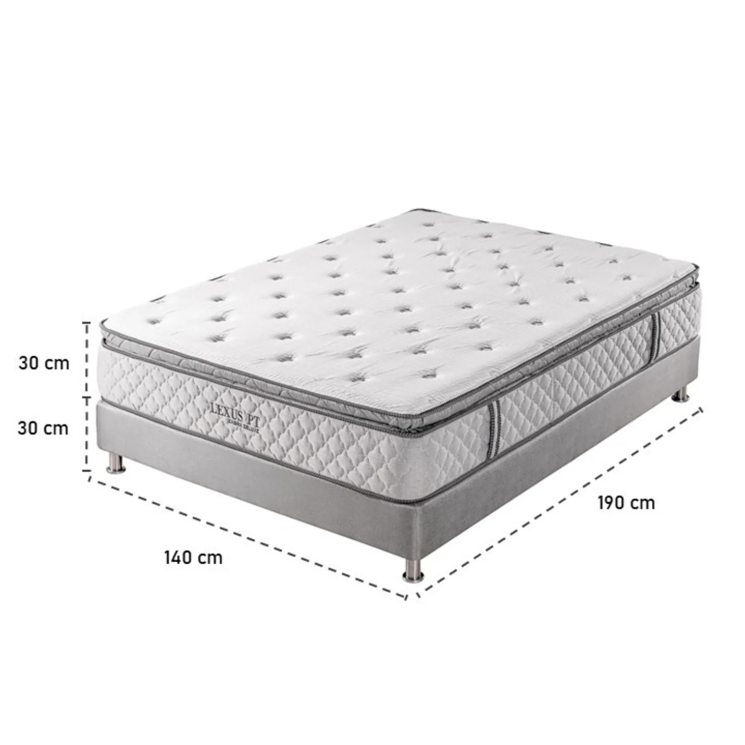 Combo Colchón Doble Lexus Deluxe Pillow Top + Somier + Almohada (Garantía 15 Años) - Image 4