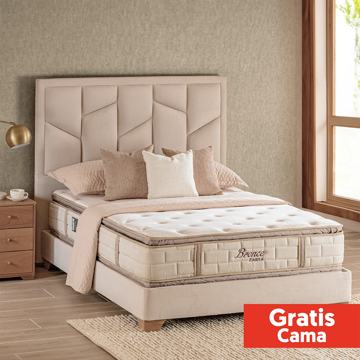 Combo Colchón King Bronce Beige Doble Pillow top (Garantia 20 años) - Image 2
