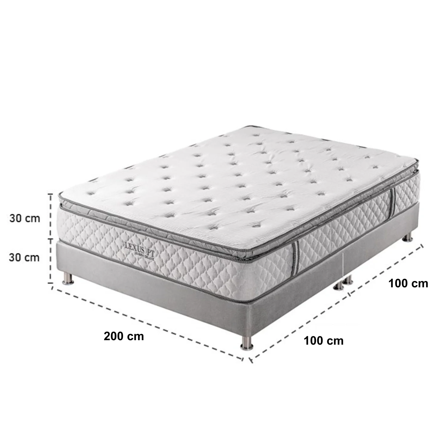 Combo Colchón King Lexus Deluxe Pillow Top + Somier Par + Almohada (Garantía 15 Años) - Image 4