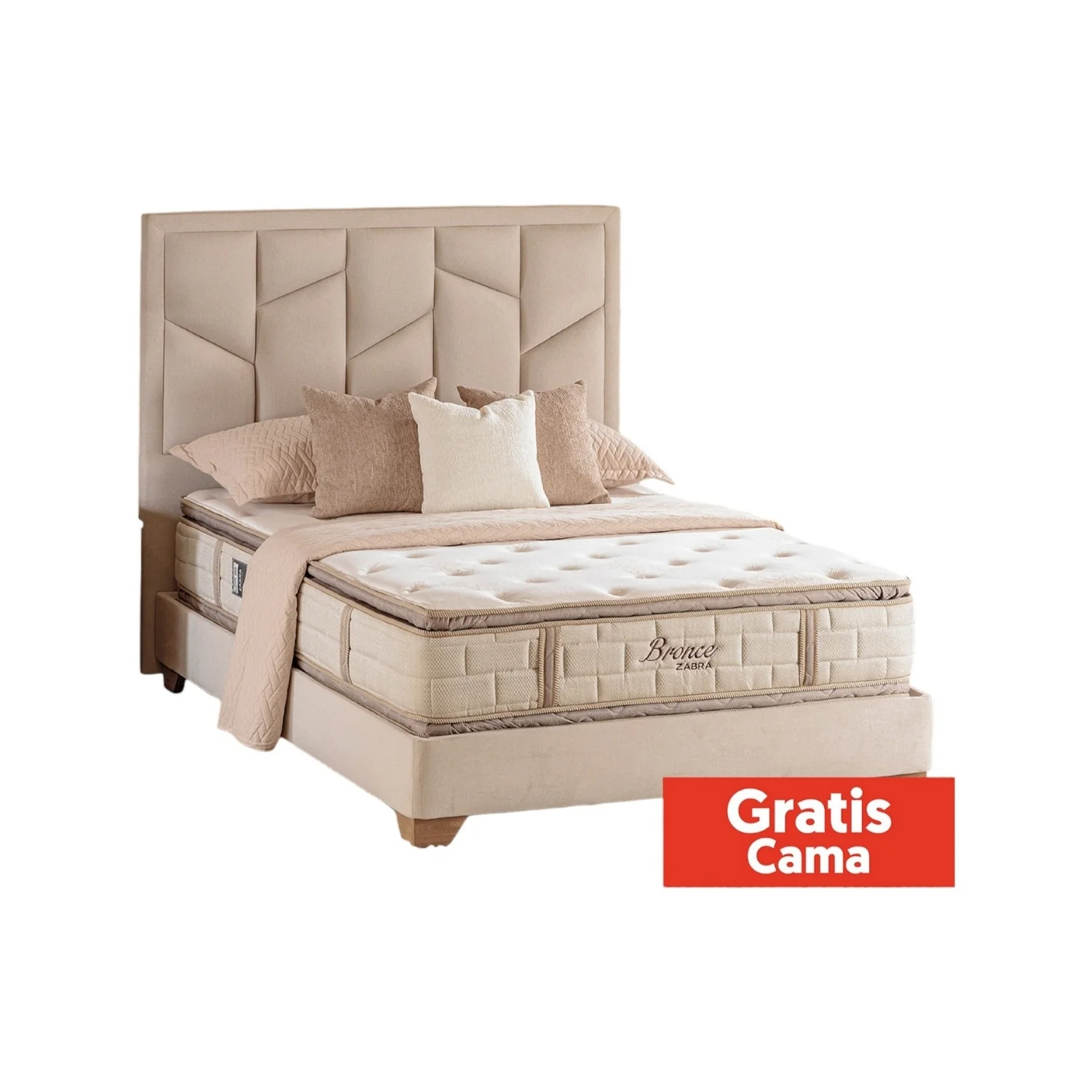 Combo Colchón Queen Bronce Beige Doble Pillow Top (Garantia 20 años)