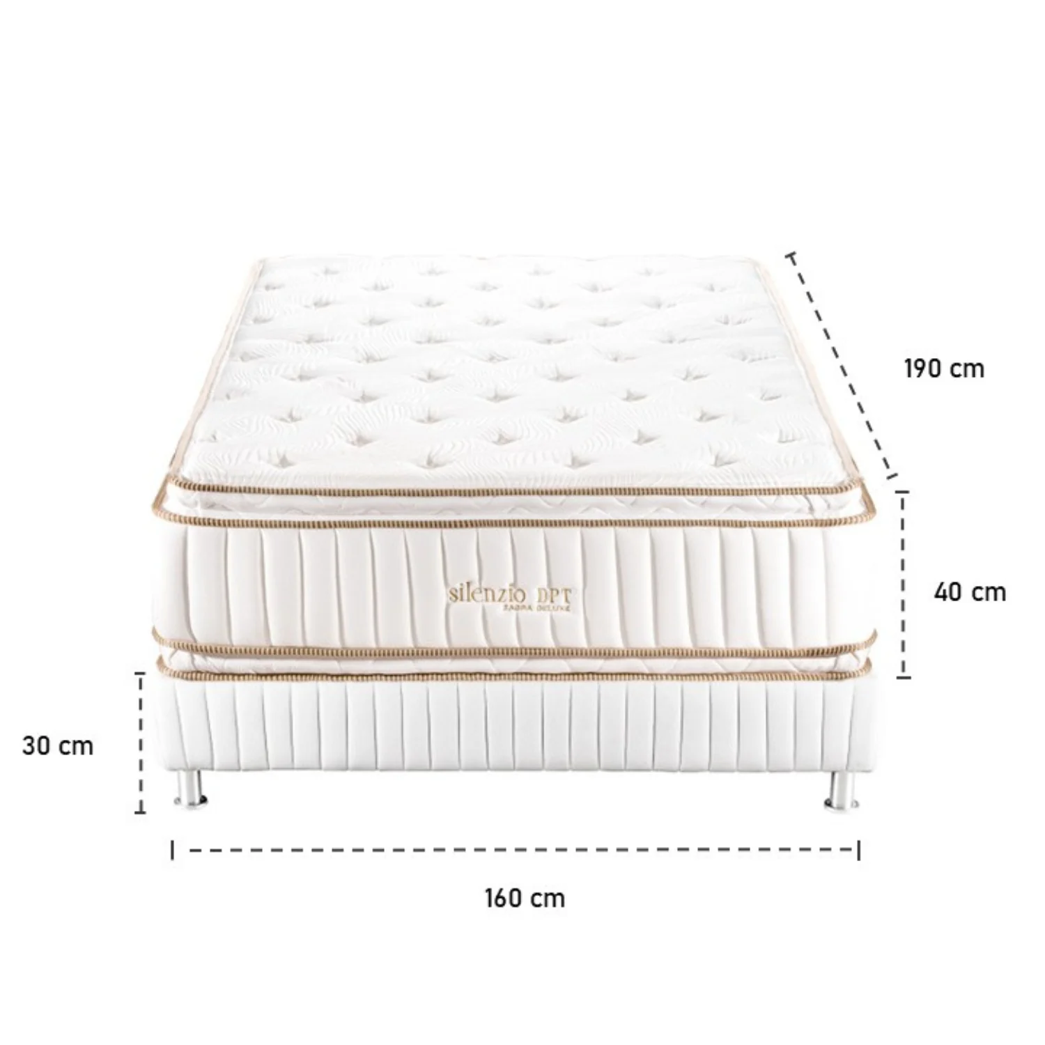 Combo Colchón Queen Silenzio Deluxe Doble Pillow Top + Somier Par + Almohada (Garantía 15 Años) - Image 4