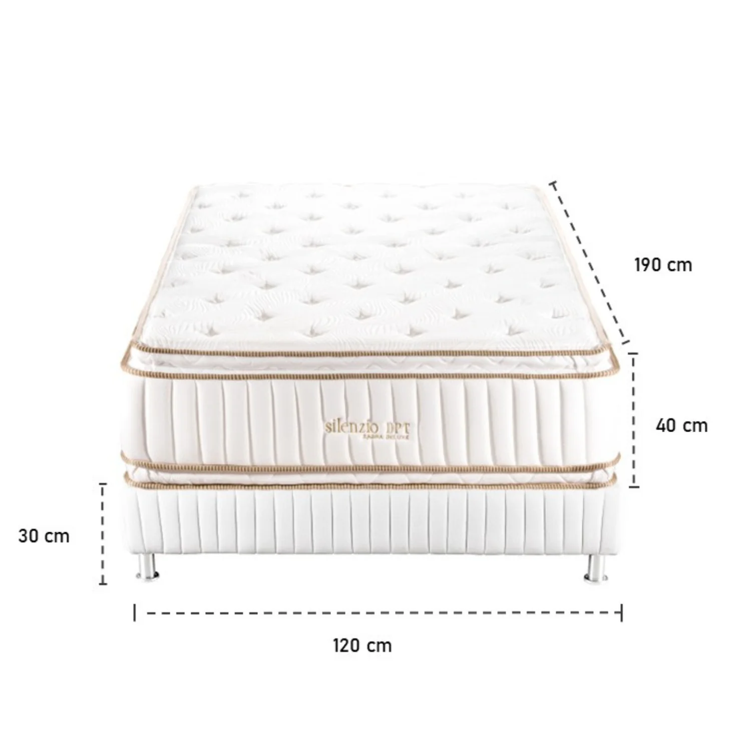 Combo Colchón Semi Doble Silenzio Deluxe Doble Pillow Top + Somier + Almohada (Garantía 15 Años) - Image 4