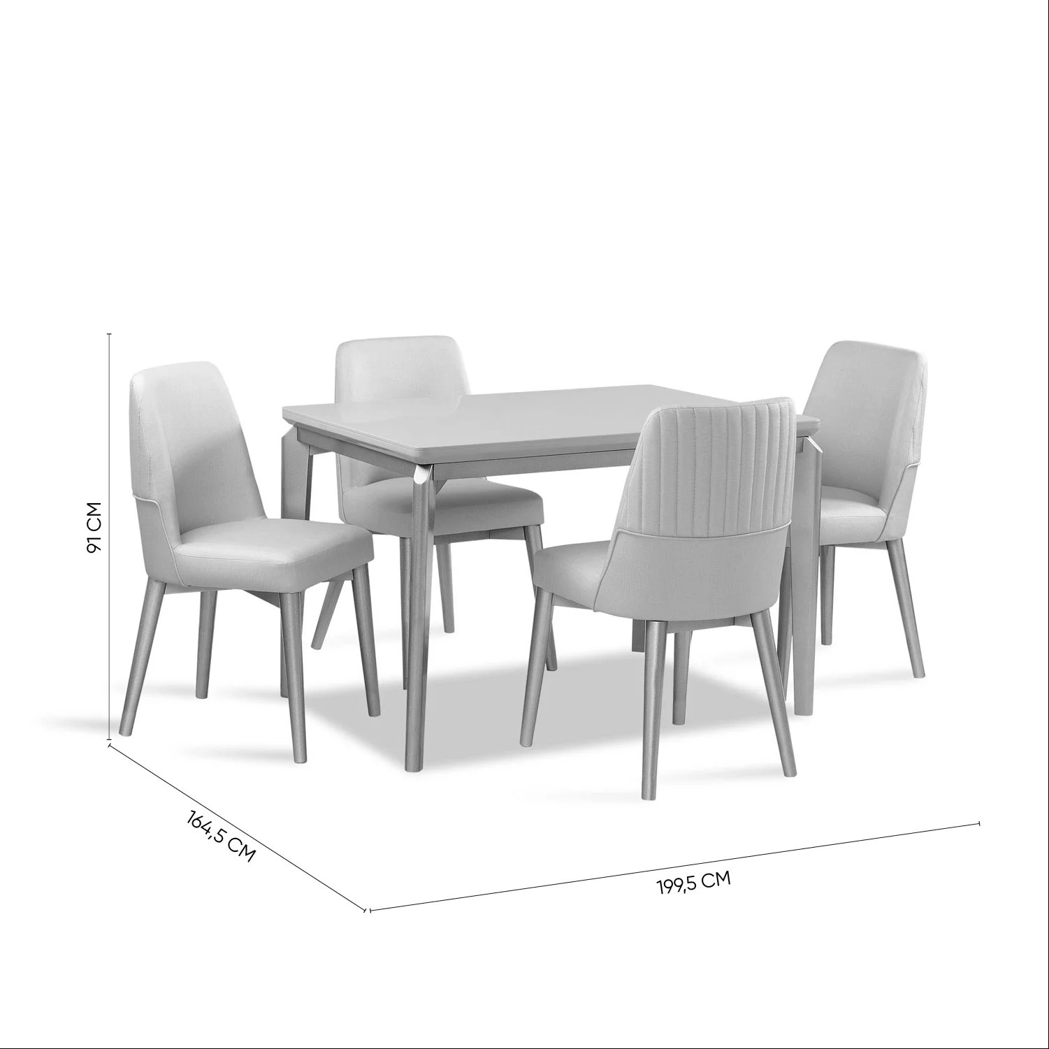 Comedor 4 Puestos Bonn Velvet Idilio Beige, Champaña - Image 10