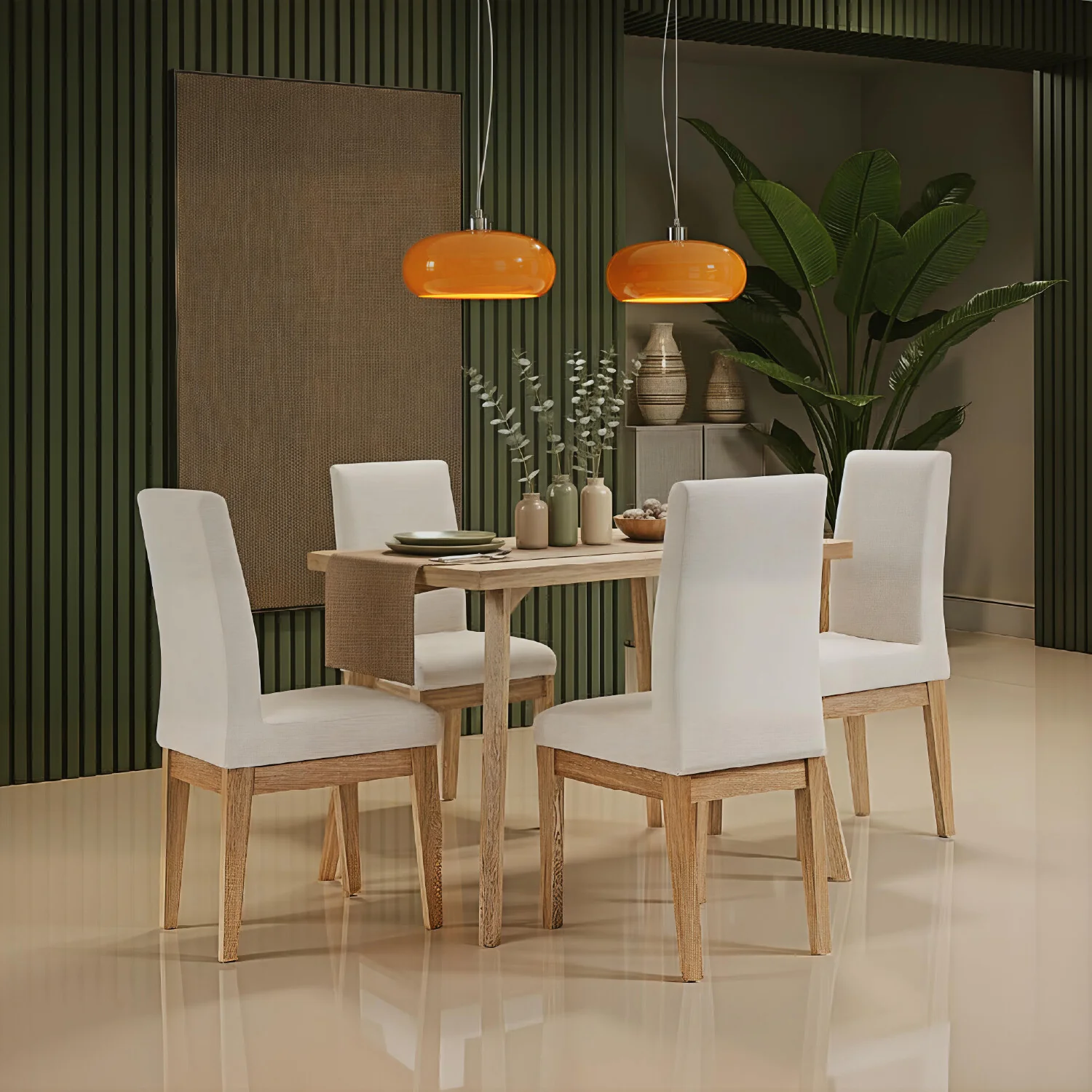 Comedor 4 Puestos Cannes Eurolino Marbella Marfil, Natural - Image 2