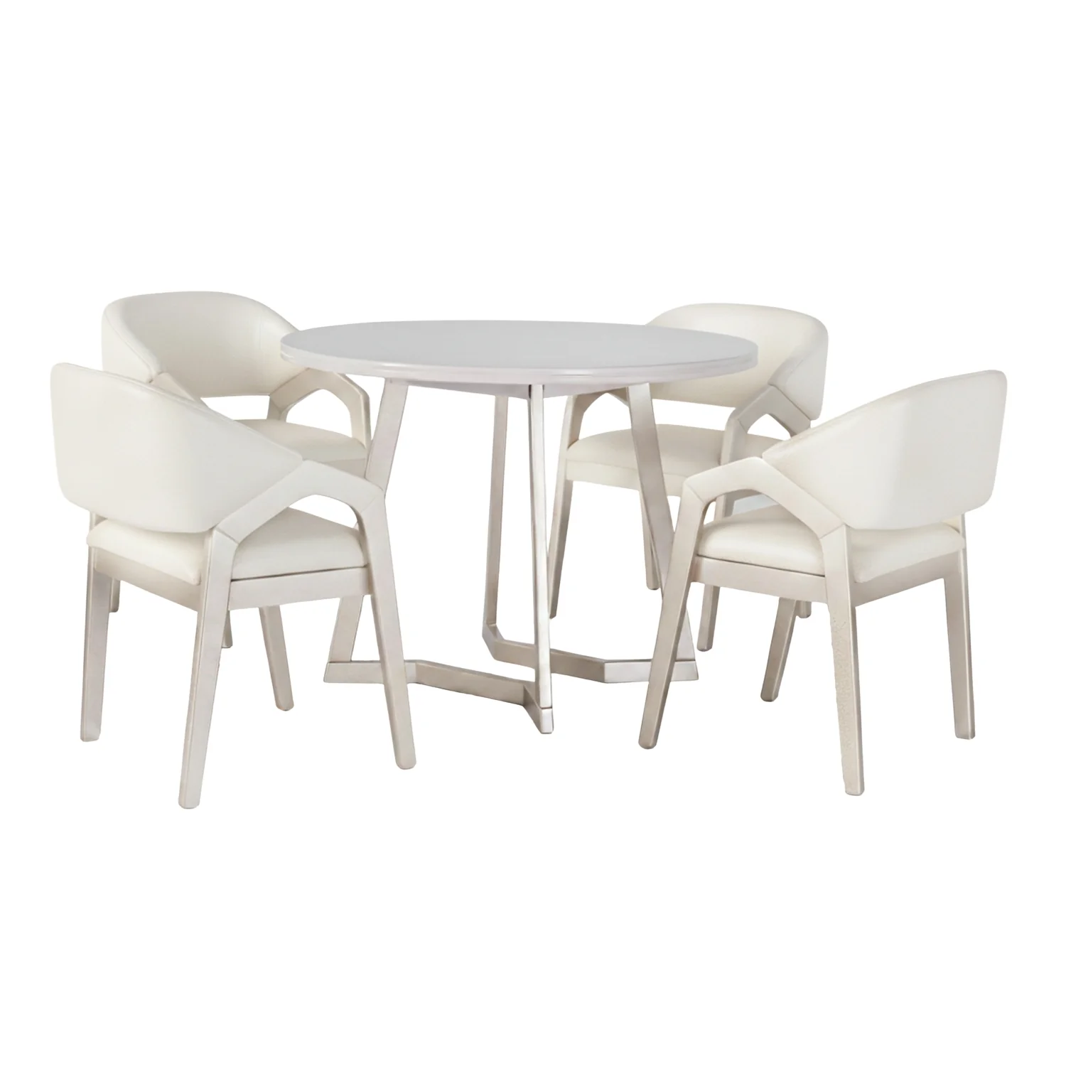 Comedor 4 Puestos Capri Blanco Puro, Champaña