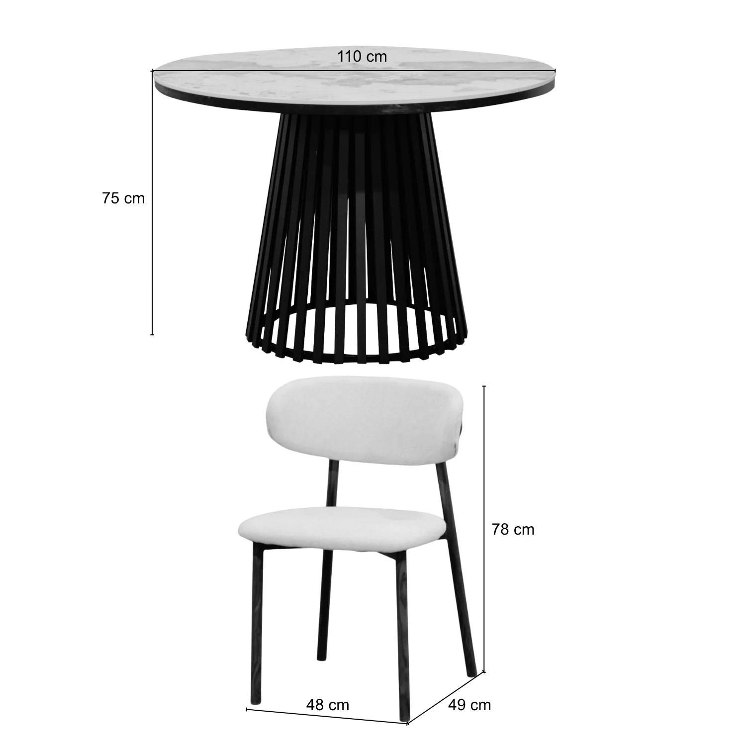 Comedor 4 Puestos Donato Beige, Negro - Image 8