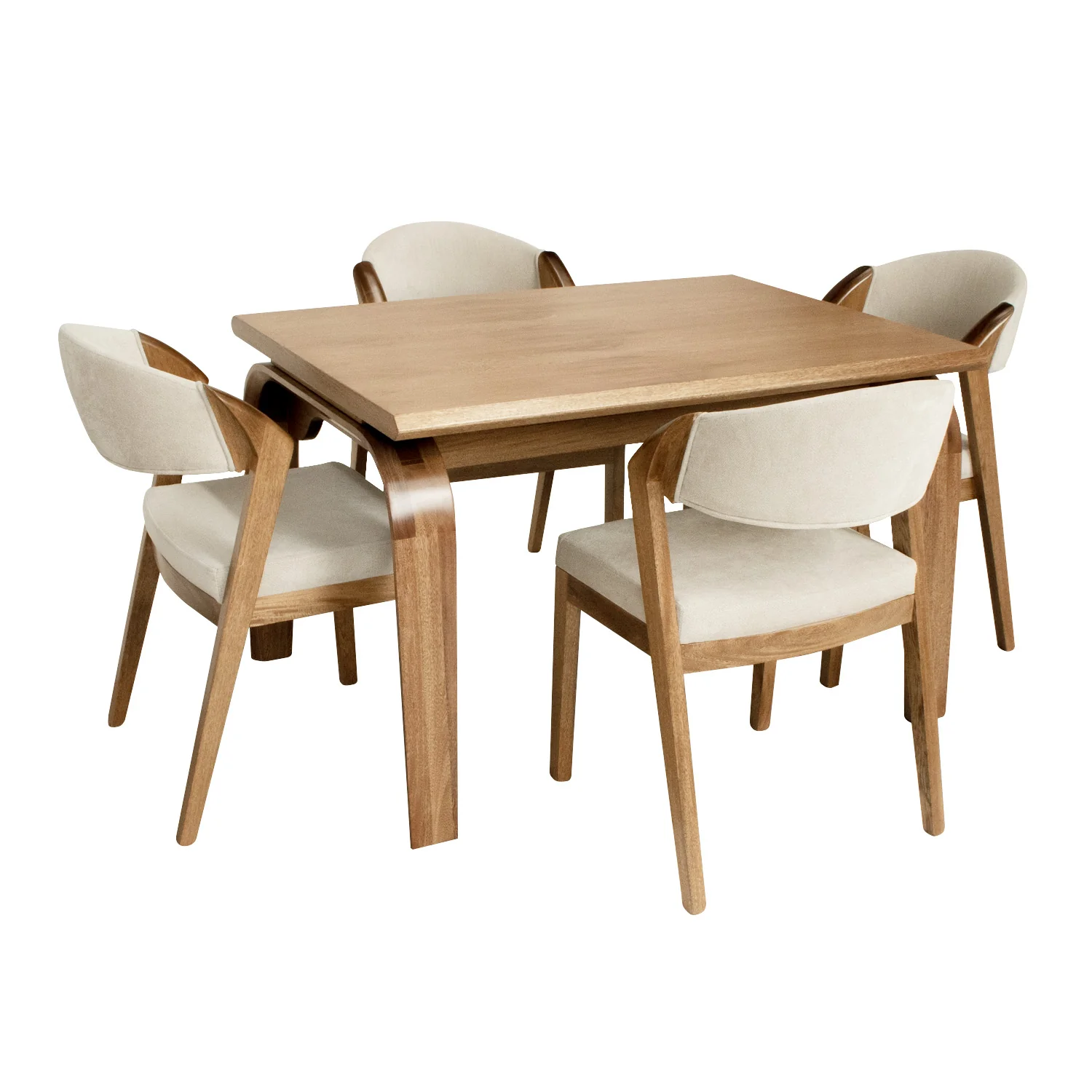 Comedor 4 Puestos Estambul Microfibra Beige, Natural - Image 3