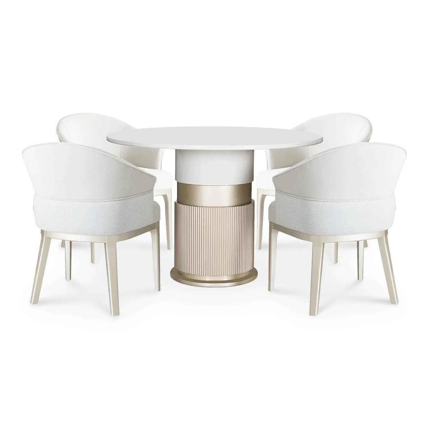 Comedor 4 Puestos Toscana Velvet Siena Marfil, Arena, Champaña y Off White
