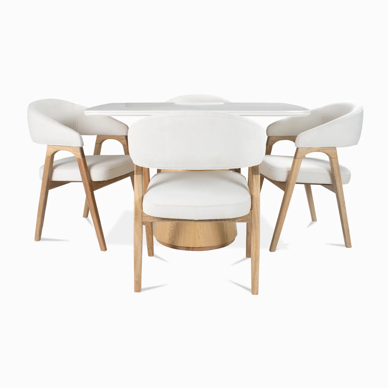 Comedor 4 Puestos Vicka Chenille Serena Crema, Natural - Image 3