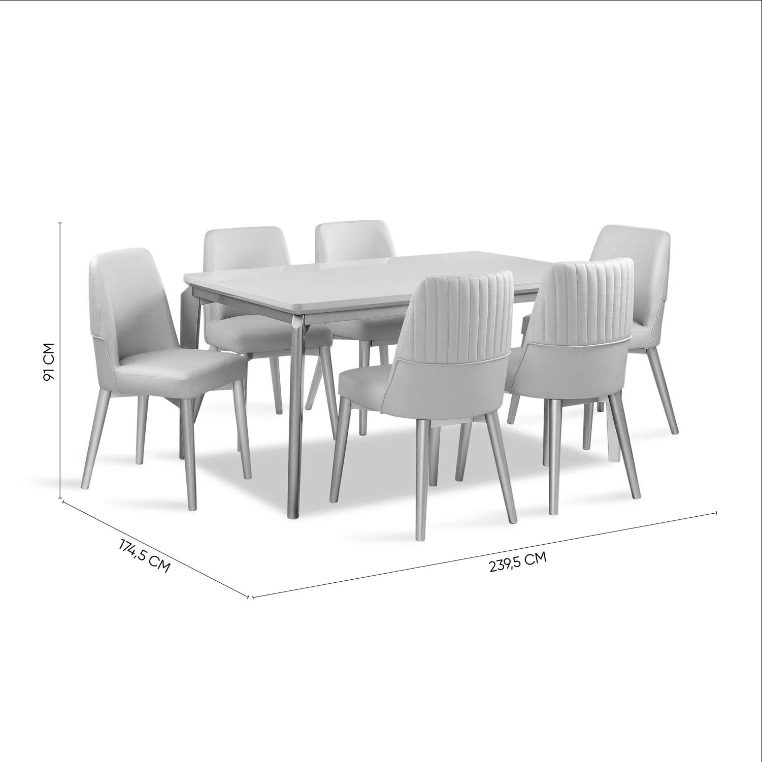 Comedor 6 Puestos Bonn Eurolino Premier Perla, Champaña - Image 11