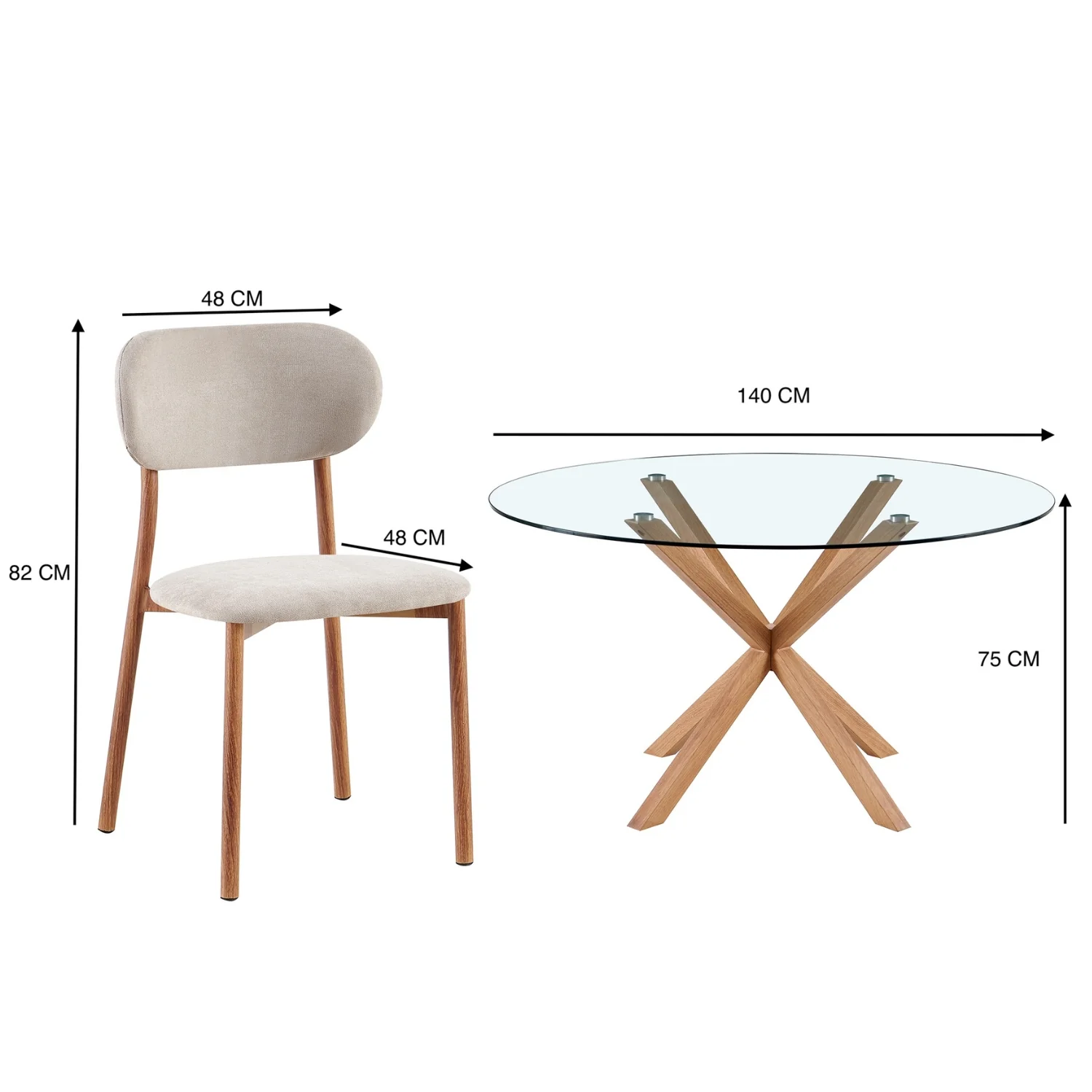 Comedor 6 Puestos Dousty Beige, Natural - Image 11