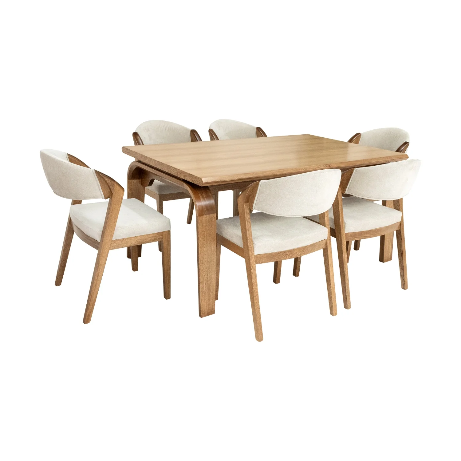 Comedor 6 Puestos Estambul Microfibra Beige, Natural