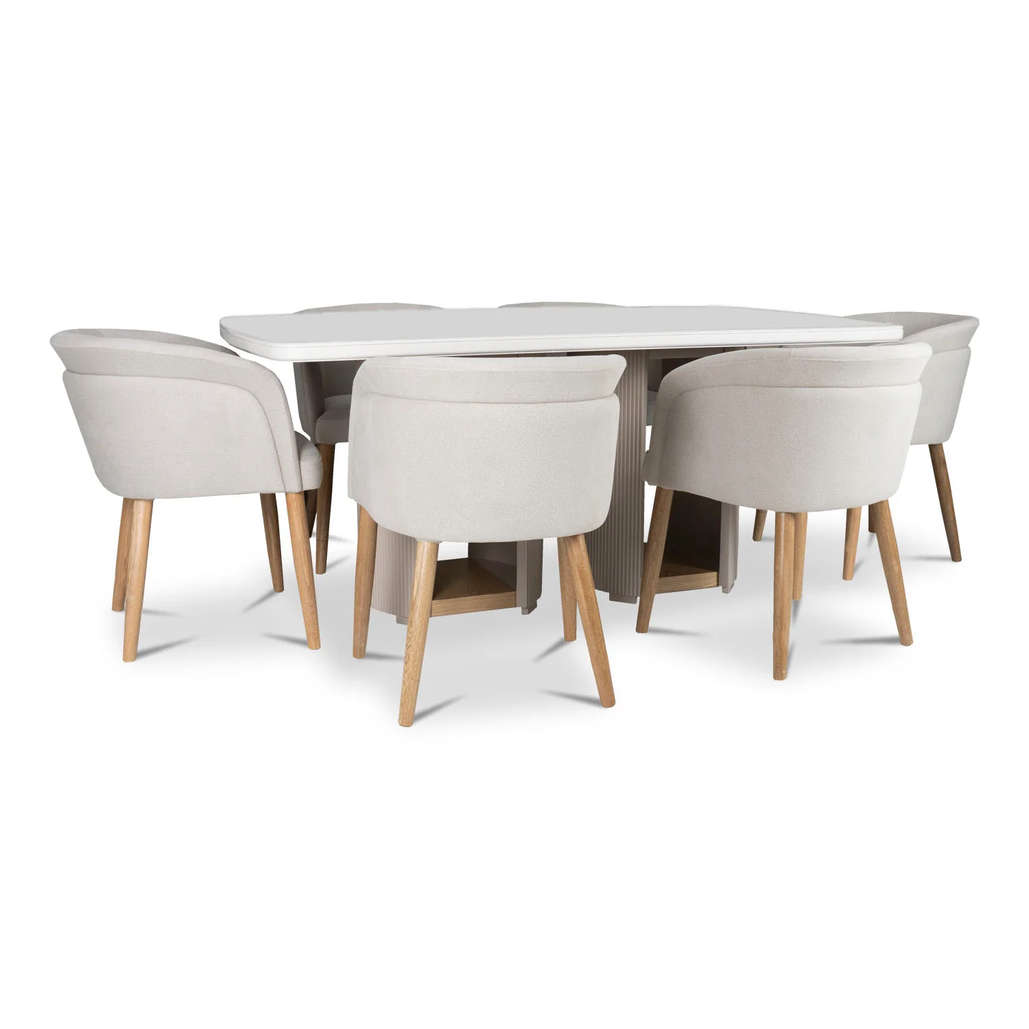 Comedor 6 Puestos Ginebra Velvet Serena Taupe, Natural