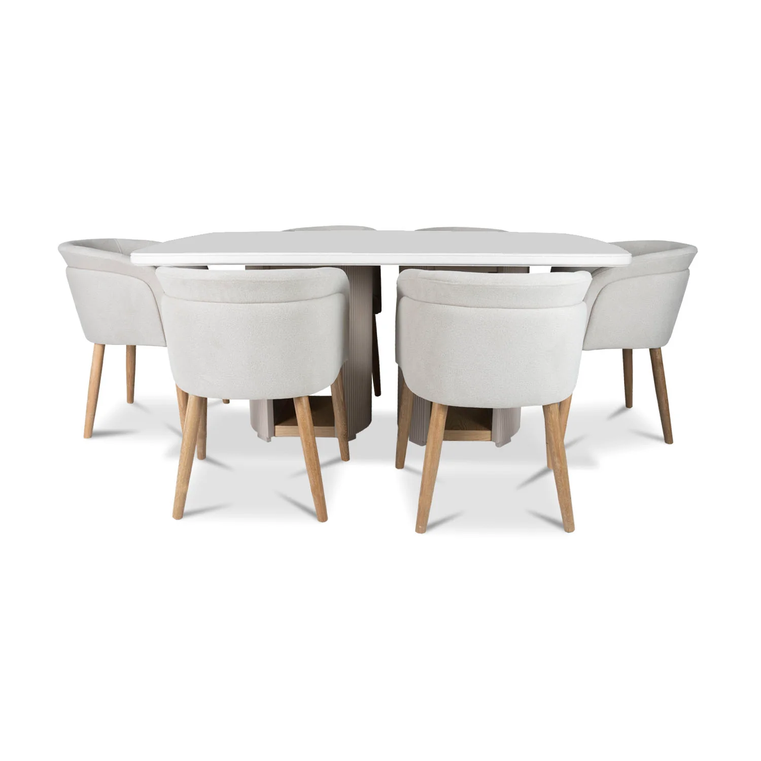 Comedor 6 Puestos Ginebra Velvet Serena Taupe, Natural - Image 2