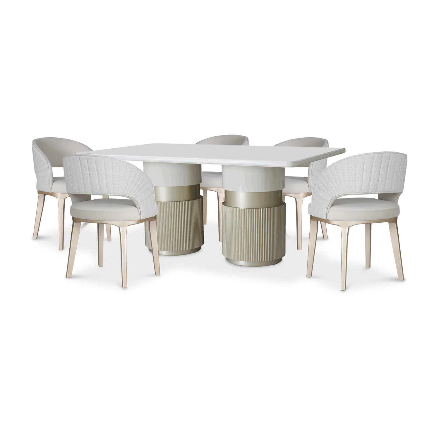 Comedor 6 Puestos Lexus Velvet Siena Marfil Cambra Arena, Champaña