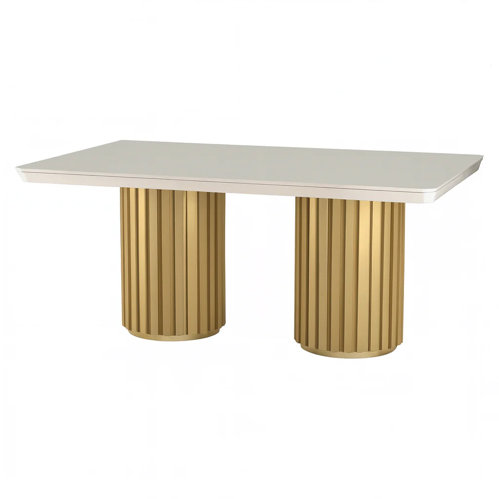 Comedor 6 Puestos Nicole Dash Marfil, Blanco Perla, Champaña - Image 2