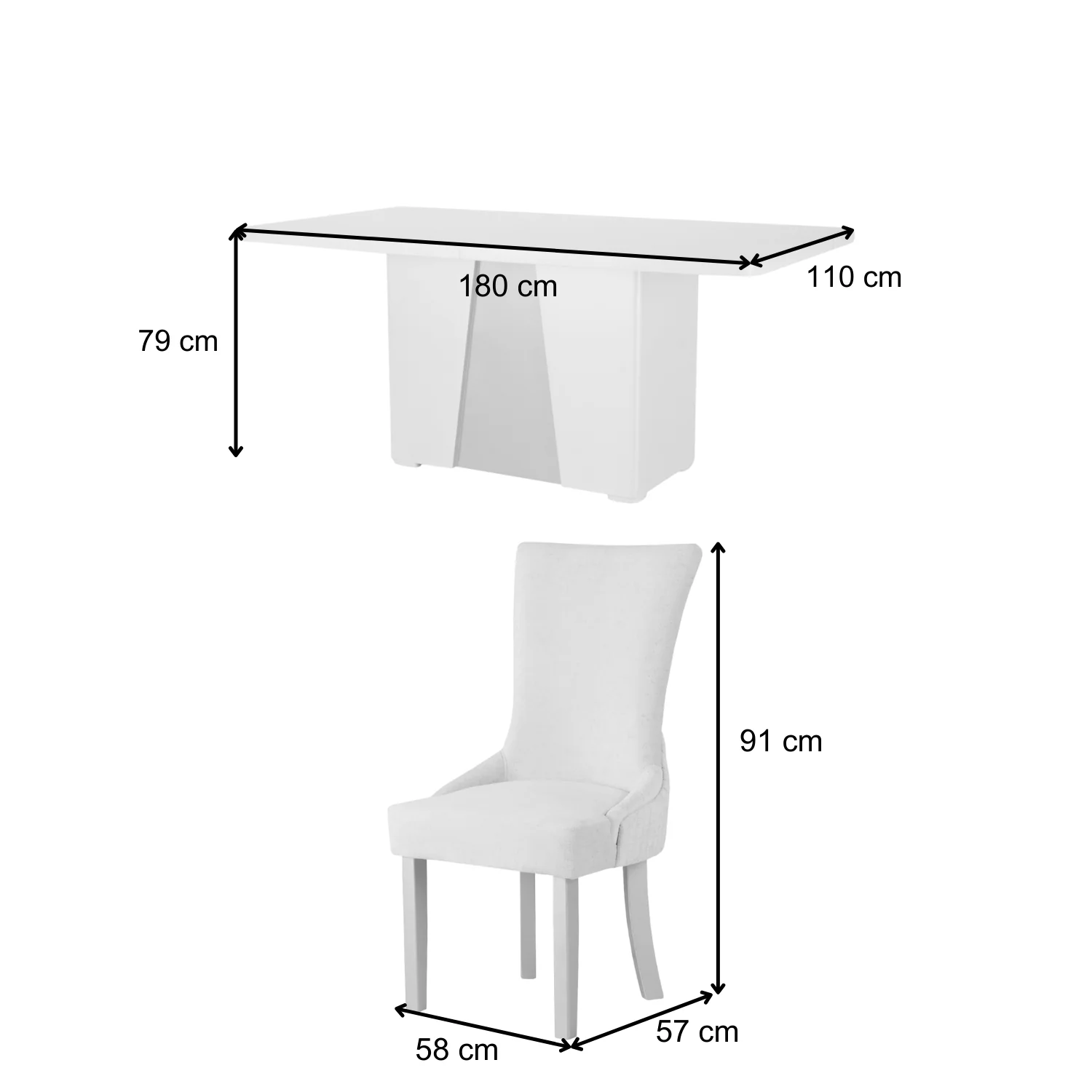 Comedor 6 Puestos Roma Eurolino Blanco Puro, Champaña - Image 6