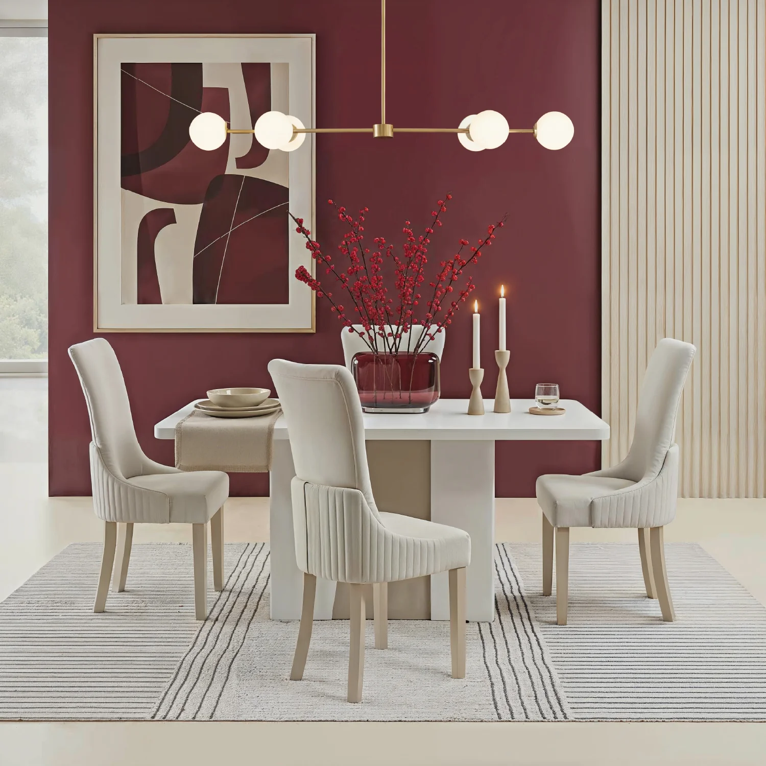 Comedor 6 Puestos Roma Velvet Marmol, Champaña Poliuretano* - Image 2