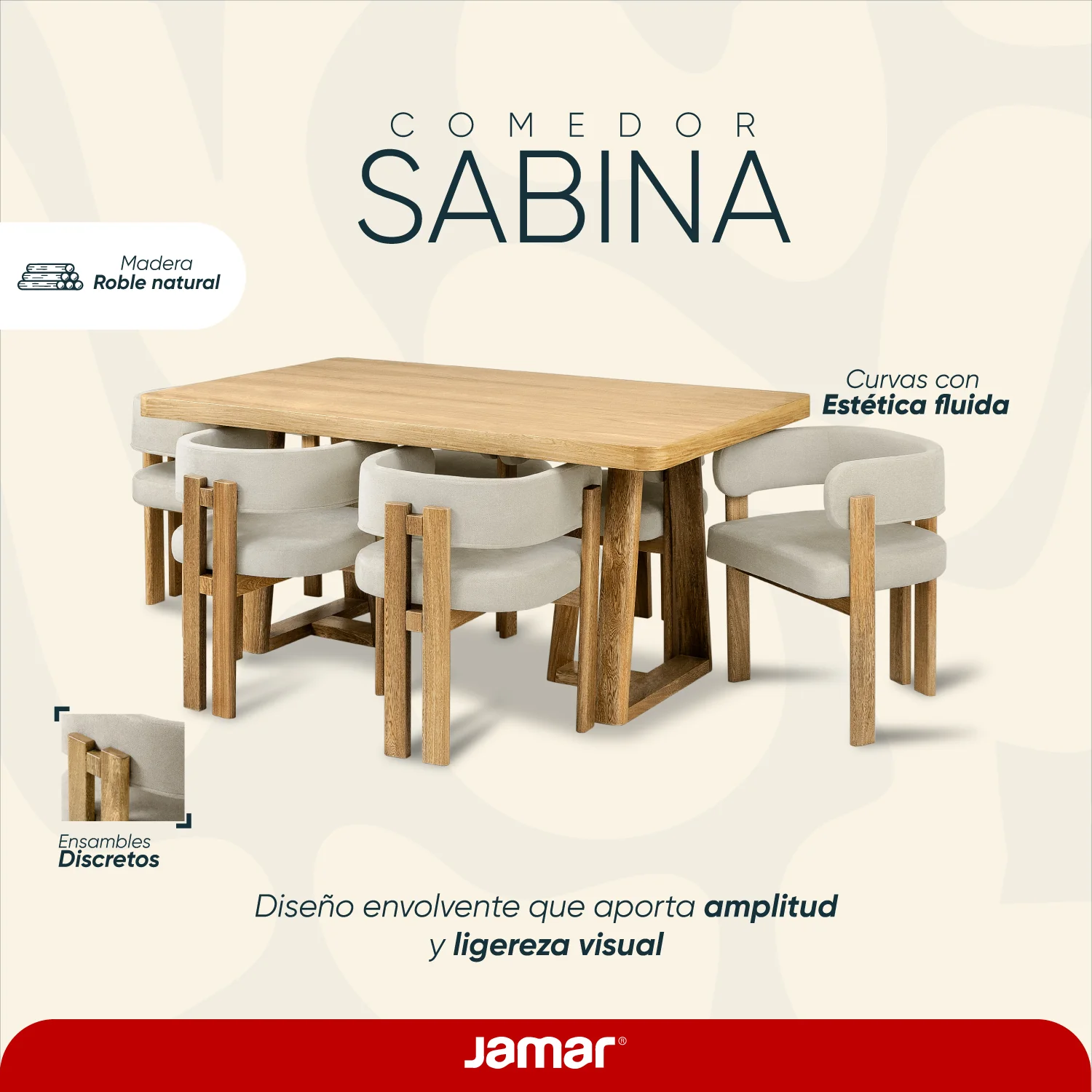 Comedor 6 Puestos Sabina Impetu Arena Natural - Image 11