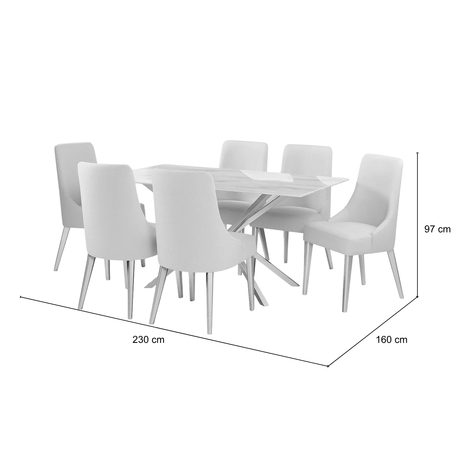 Comedor 6 Puestos Sevilla Eurolino Blanco Puro, Champaña Bpv - Image 10