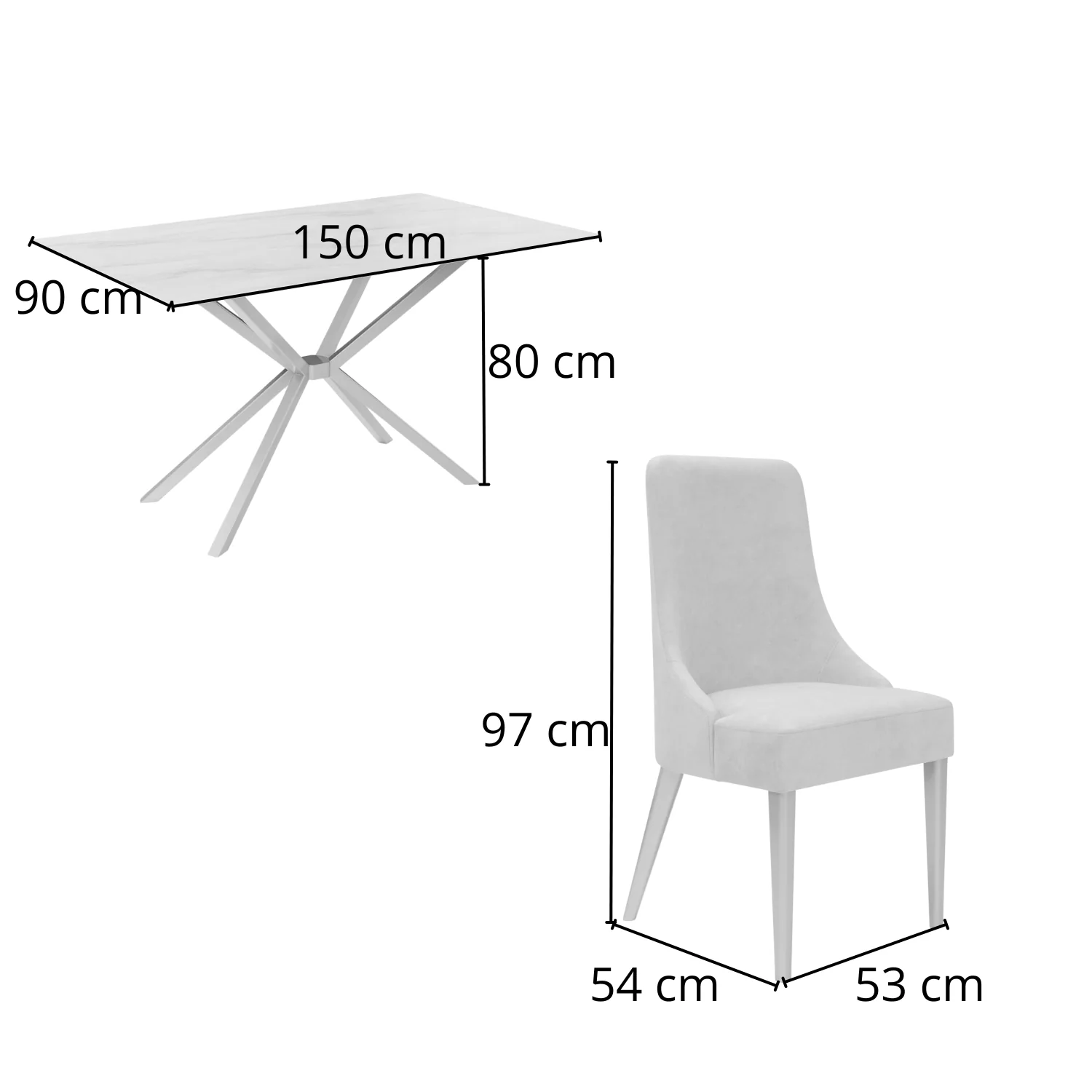 Comedor 6 Puestos Sevilla Velvet Zarem Ivory, Champaña Bpv - Image 14